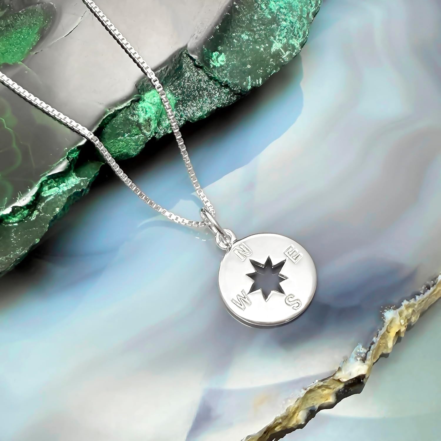 Compass Necklace Sterling Silver, Graduation Gift Necklace, Go Confidently in the Direction of Your Dreams, Graduation Gift Necklace, 18 inches - Image 3