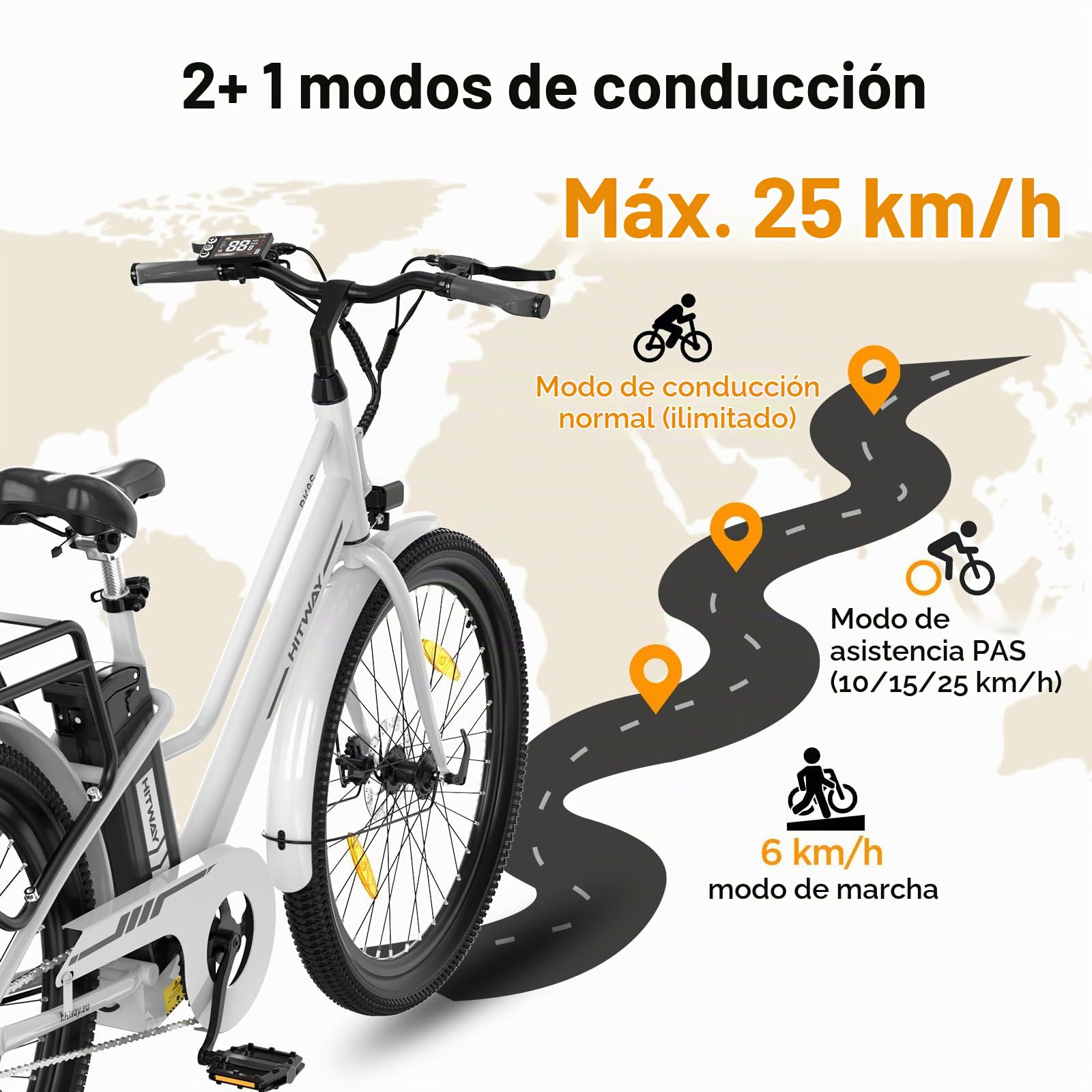 HITWAY Bicicleta Eléctrica, 27,5" E Bike, Motor 250W, Batería Extraíble 36V 13 Ah, 50-100 km,App,Bicicleta eléctrica Urbana para Adultos Unisex