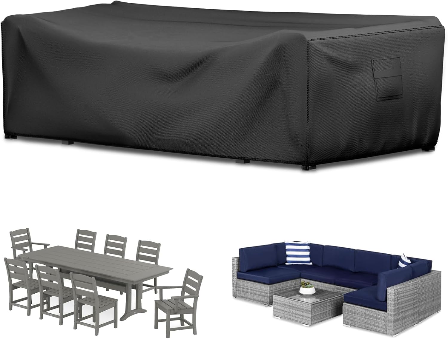 Safana Patio Furniture Set Cover, Rectangular Waterproof Outdoor Table and Chair Set Cover,Furniture Cover for Sectional Sofa Set,Tear-Resistant Material Dust-proof Couch Cover. (128''Lx83''Wx28''H)