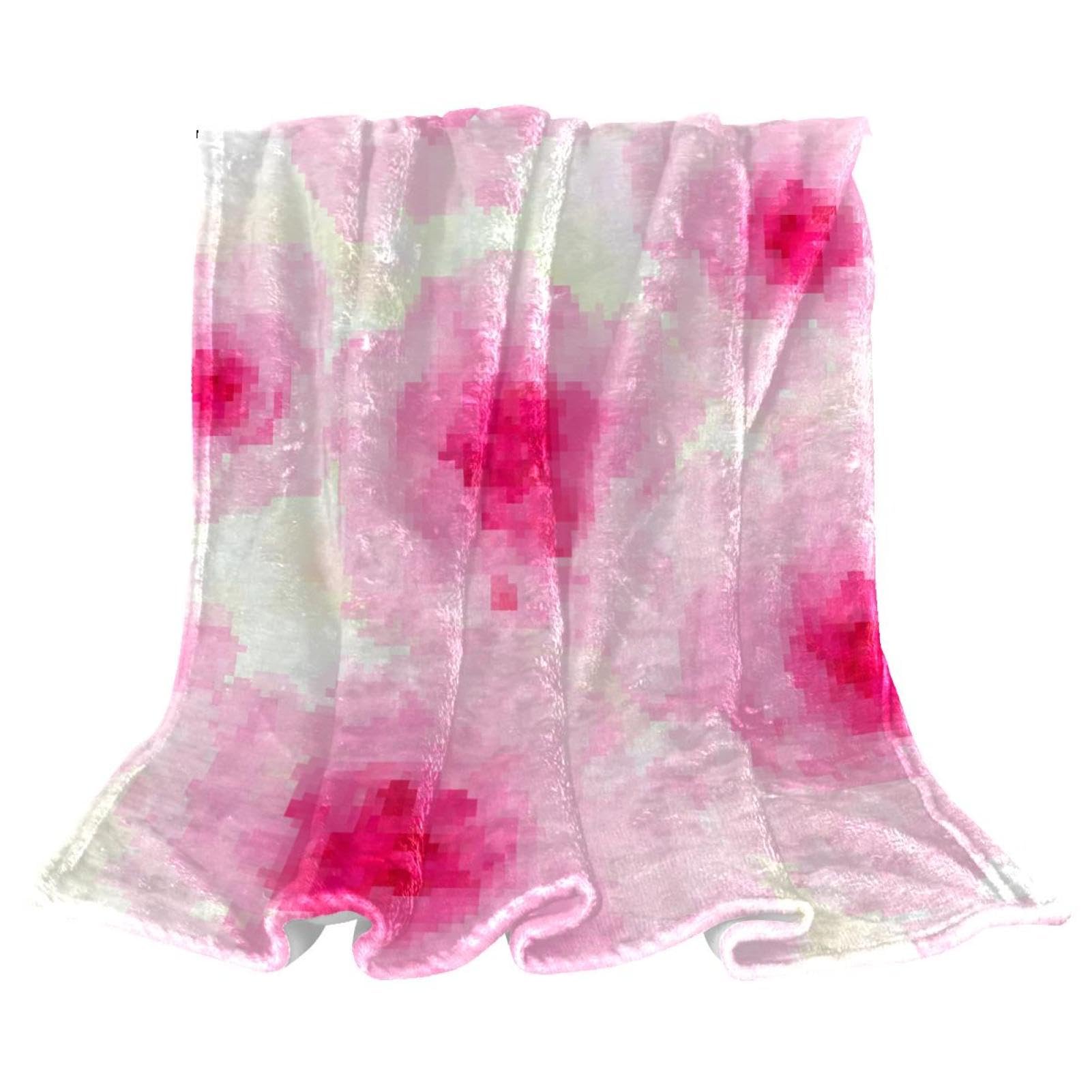 Plaid couette polaire rose jeté de lit chaud 150x200cm couverture douce pour canapé et fauteuil