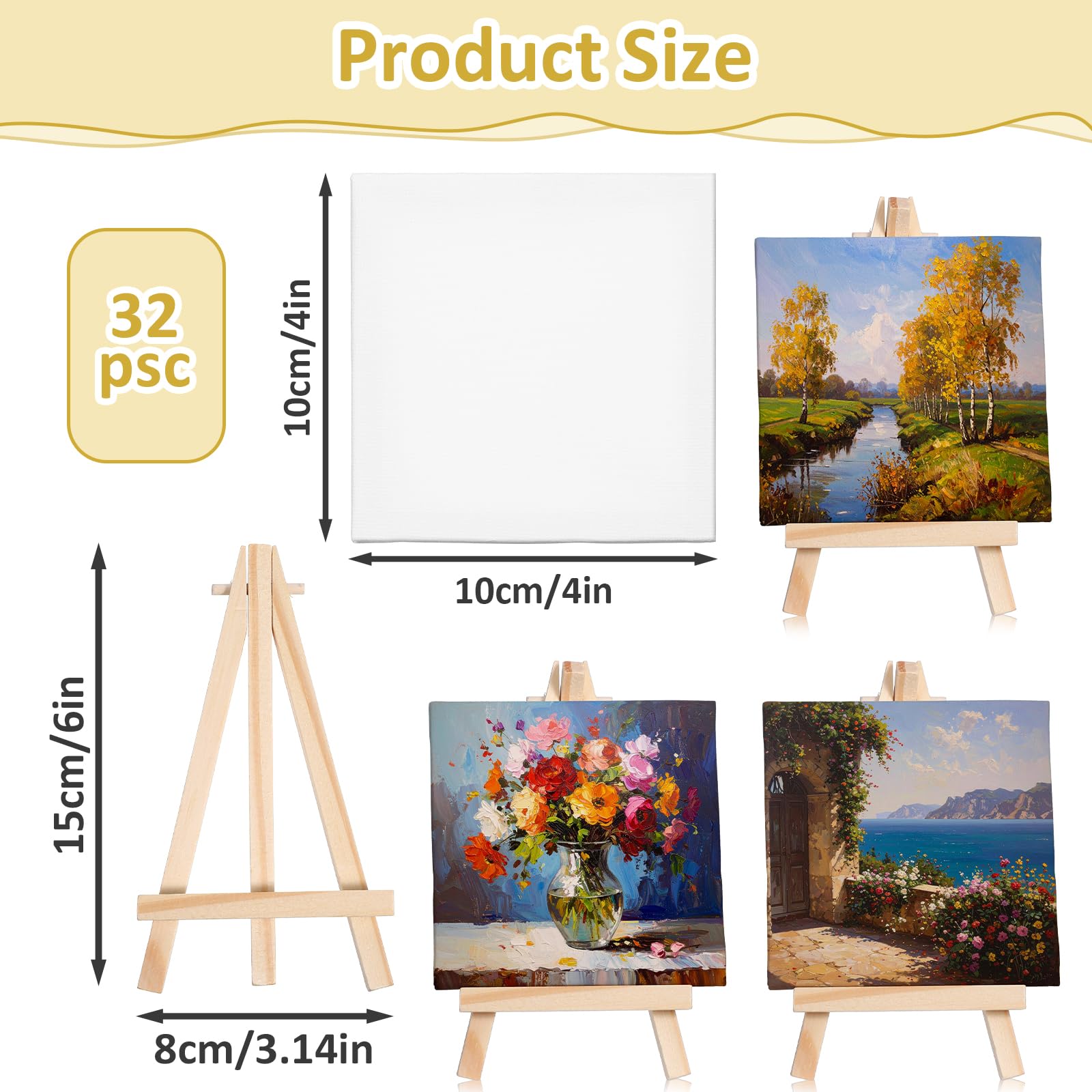 Amazon.co.jp: イーゼル付きミニキャンバス 32枚パック 4 x 4インチ
