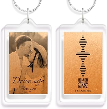 Custom "I Love You" Sound Wave Keychain with QR Code | Personal Photo and Text | Bronze Color Insert Acrylic Key Chain Anniversary Birthday Gift for her or him, 3.6 * 6.6cm