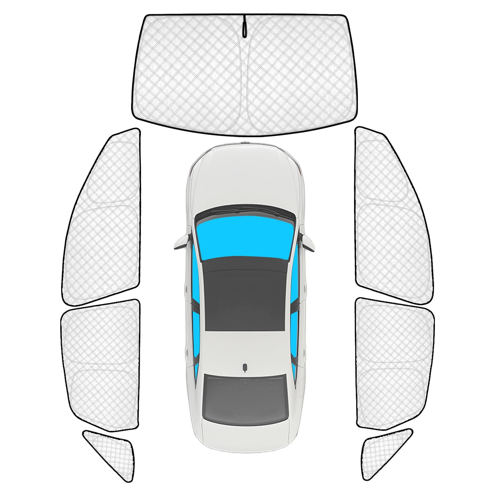 KMF 7pcs Sun Shades for Volkswagen Jetta 2019-2025 Accessories, Custom Fit VW Jetta Windshield Sunshade Car Window Covers for Side Rear, UV Block and Blackout Privacy for Camping
