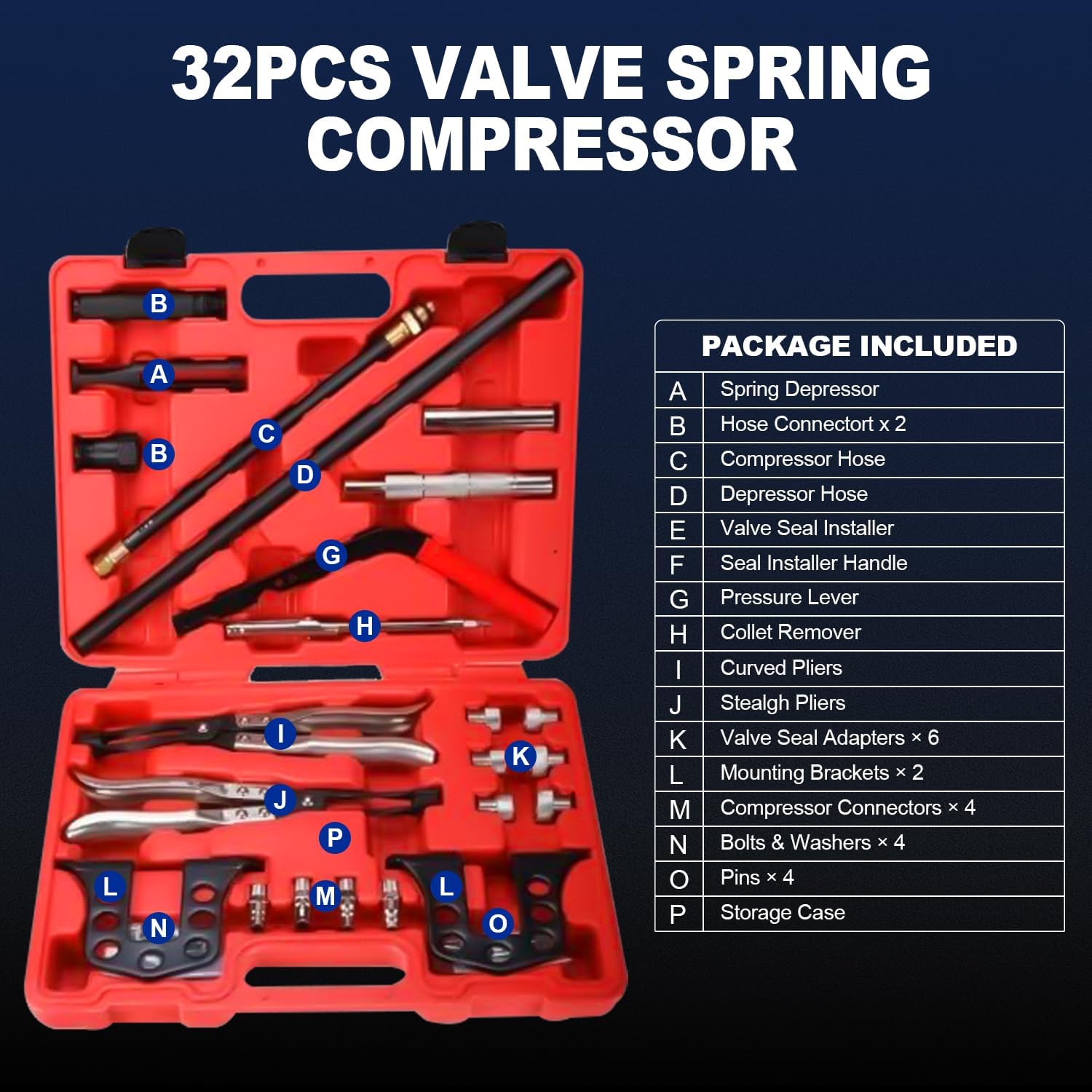 8MILELAKE Valve Spring Compressor, Universal Car Engine Overhead Valve Spring Stem Seal Remover Installer OHV OHC Compressor Tool Kit