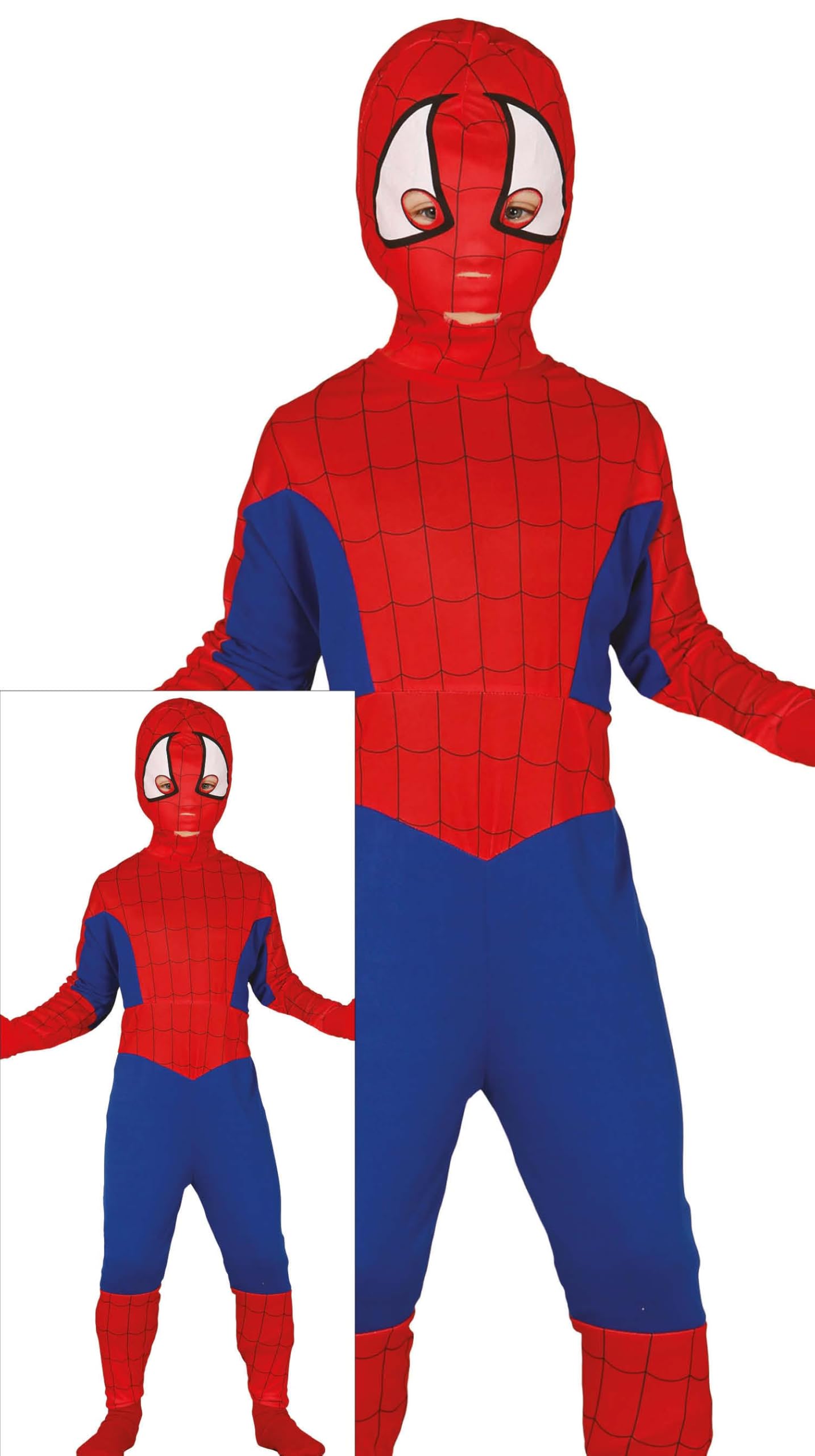 FIESTAS GUIRCA | Spider Boy Kostüm für Kinder - Kapuze und Overall für Jungen - Superhelden- und Bösewicht Kostüme für Halloween, Karneval und Kostümpartys - Ideal für Jungs - Rot und Blau