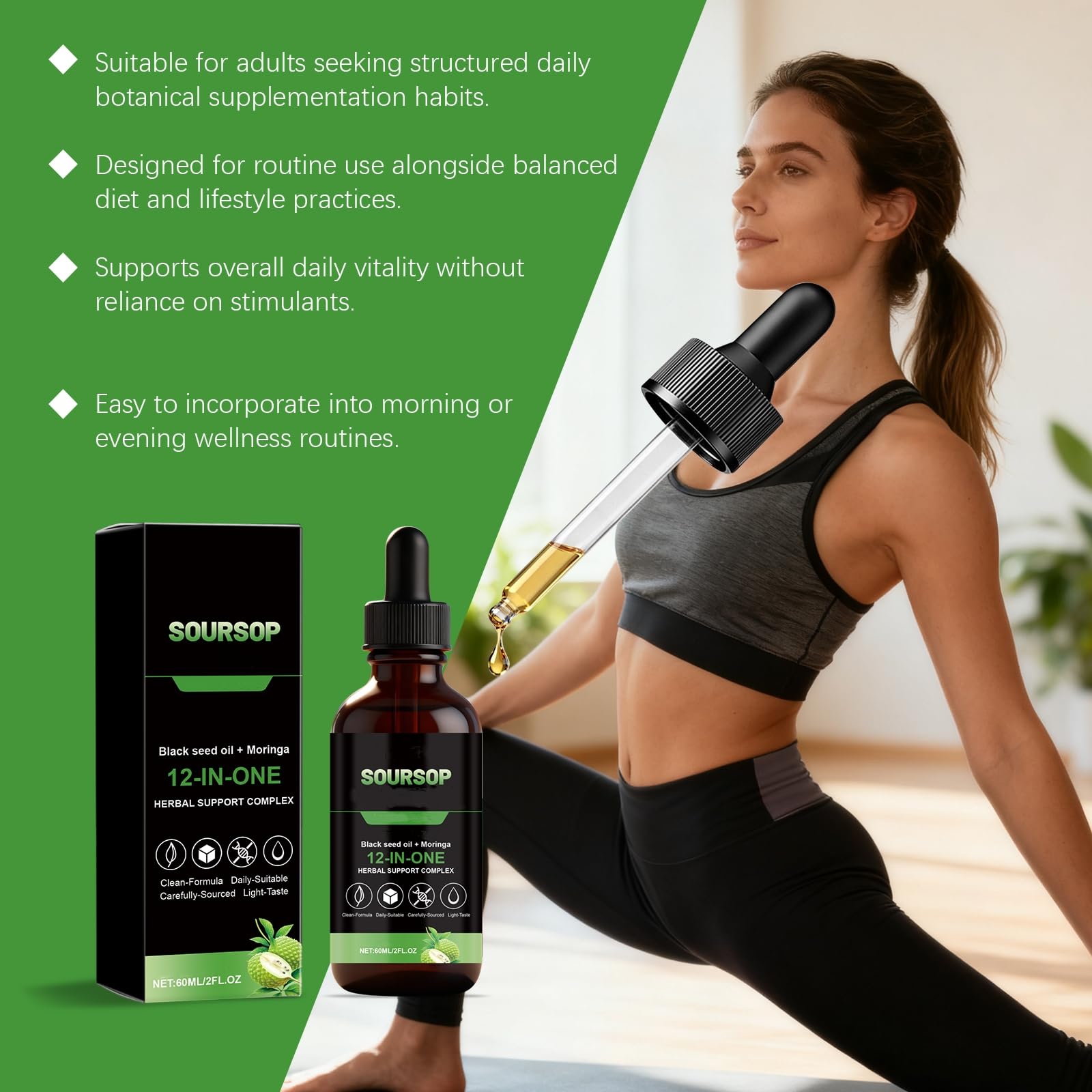Huile de corossol liquide | Soutien de l'immunité et de la flore intestinale | 60 ml / 2 oz liq.,1pcs