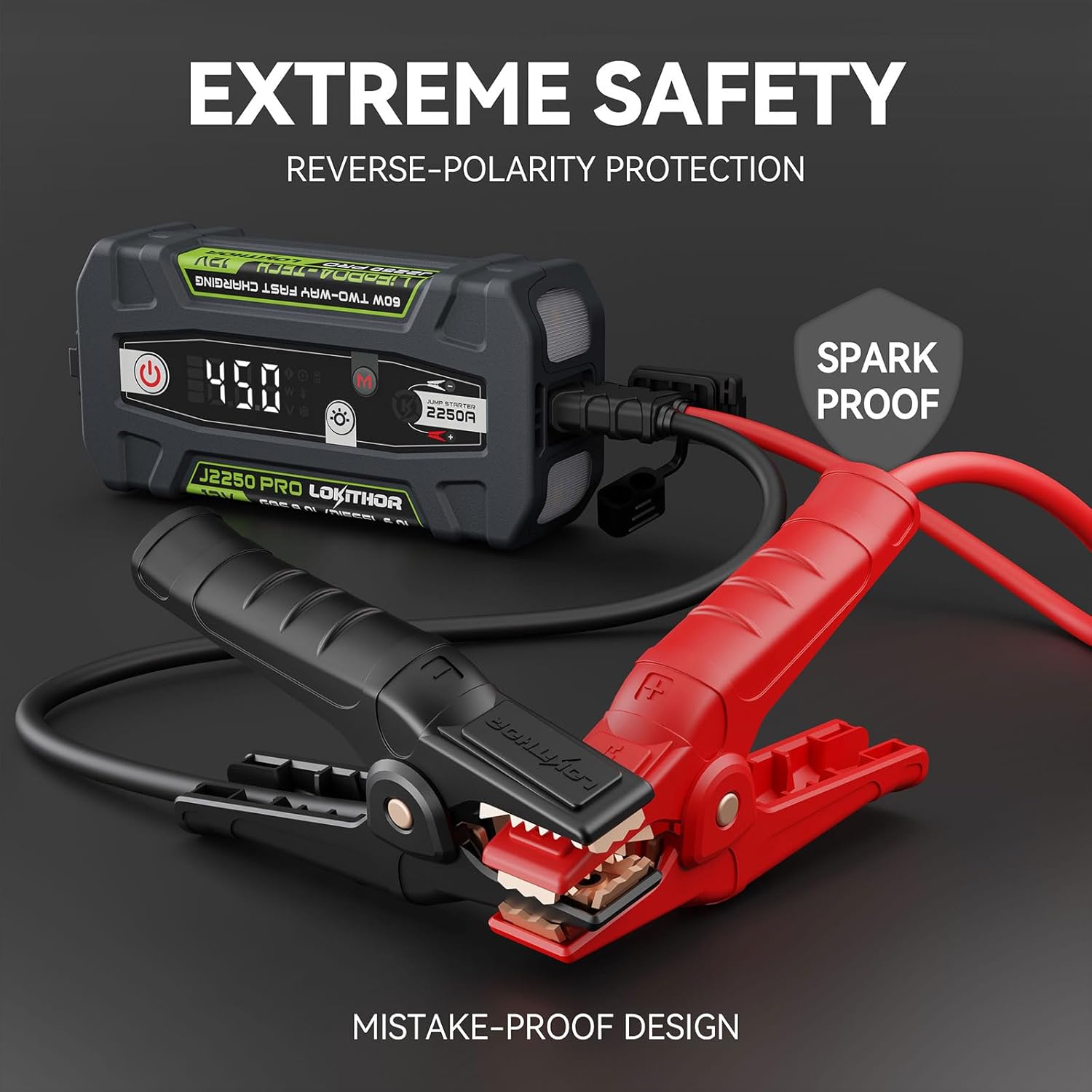 LOKITHOR J2250 PRO Jump Starter with ConnectMax, 2250A LiFePO4 Car Starter Battery for 8.0L Gas and 6.0L Diesel Engines, Jump Pack with 60W Two-Way Fast Charging, Super-Safe and 2000 Cycle Life - Image 5
