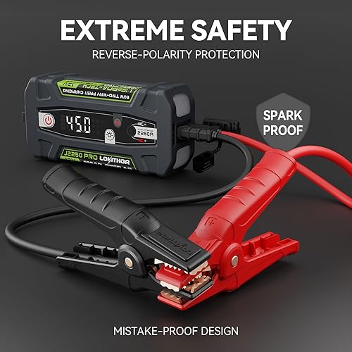 Miniatura 5 de LOKITHOR J2250 PRO Arrancador con ConnectMax, batería de arranque de coche LiFePO4 de 2250 A para motores diésel de 8.0L y 6.0L, paquete de salto