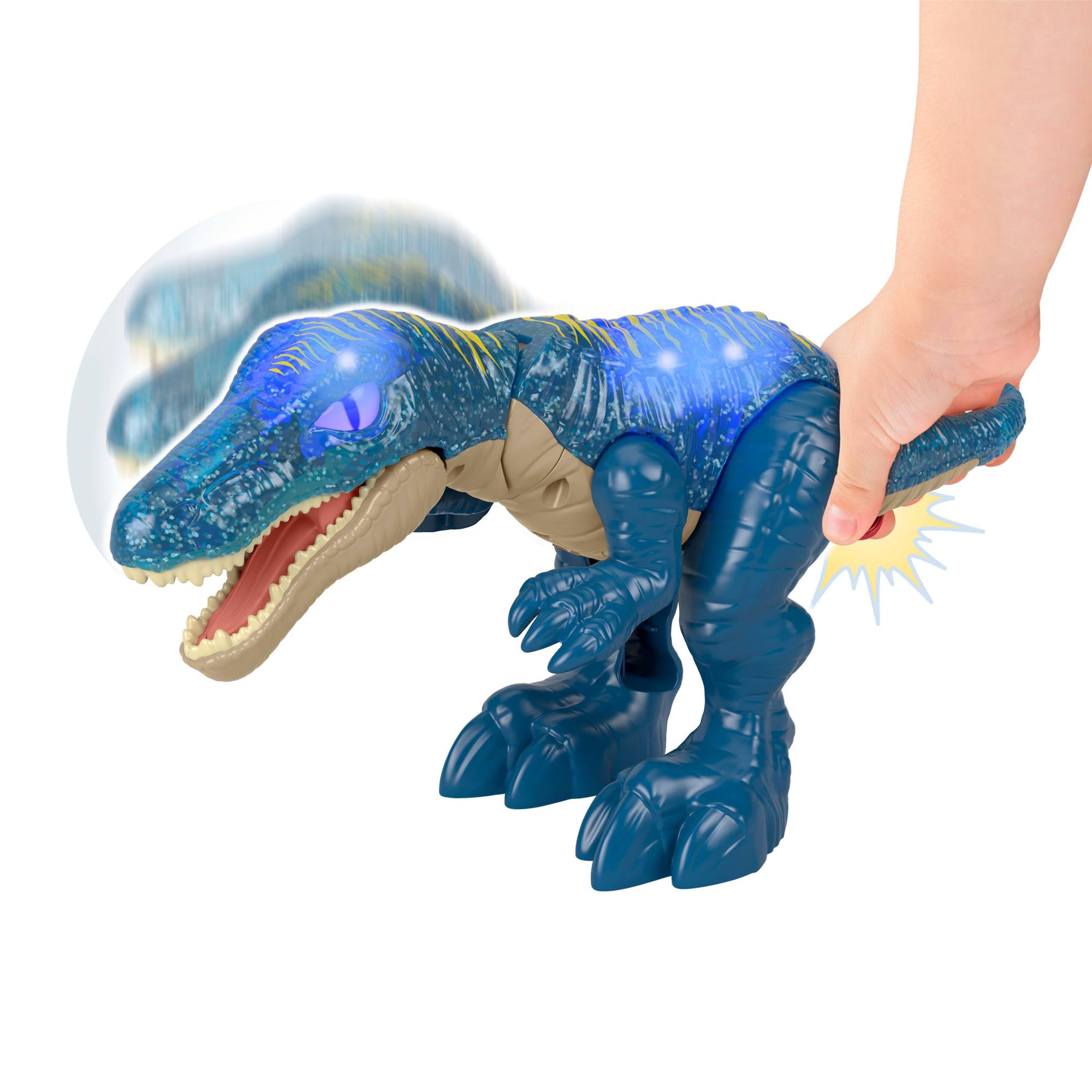 Fisher-Price Imaginext Jurassic World Baryonyx Super Ruggito Action Figure | Jurassic World dinosauro Baryonyx Super Ruggito, con luci, suoni e fauci in azione, bambini 3+ anni, JCT48