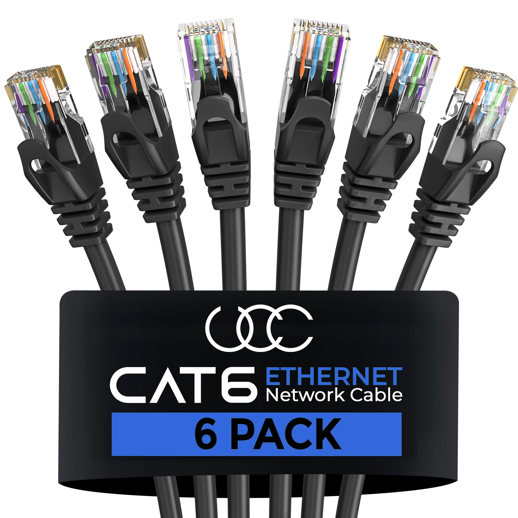 Cat 6 Ethernet Cable 15 FT 6 Pack, Cat6 RJ45 Ethernet Patch Cables, High-Speed Computer Wire 10Gbps 500Mhz, UTP Cat6 Internet LAN Cable Cord for