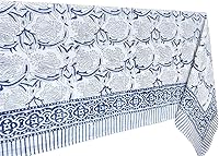 Vista 2 de ATOSII - Mantel 'Santorini' 100% algodón, mantel de lino estampado a mano para cocina, mesa de comedor, mesa, fiestas, boda, primaveraverano