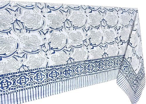 Miniatura 5 de ATOSII Meraki - Mantel redondo 100% algodón, estampado floral a mano, para cocina, comedor, lino, fiestas, bodas, exteriores, 72 pulgadas, redondo