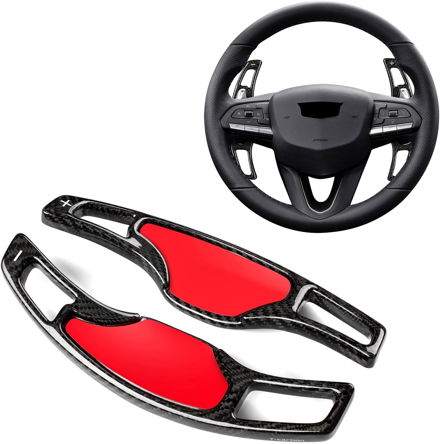 T-carbon Paddle Shifter Extensions fits Cadillac CT6 CT5 CT4 high-Match 2024;Carbon Fiber Steering Wheel Paddle Shifter Cover Fits Cadillac XT4 XT5 XT6 Platinum Sports Version Interior Accessories