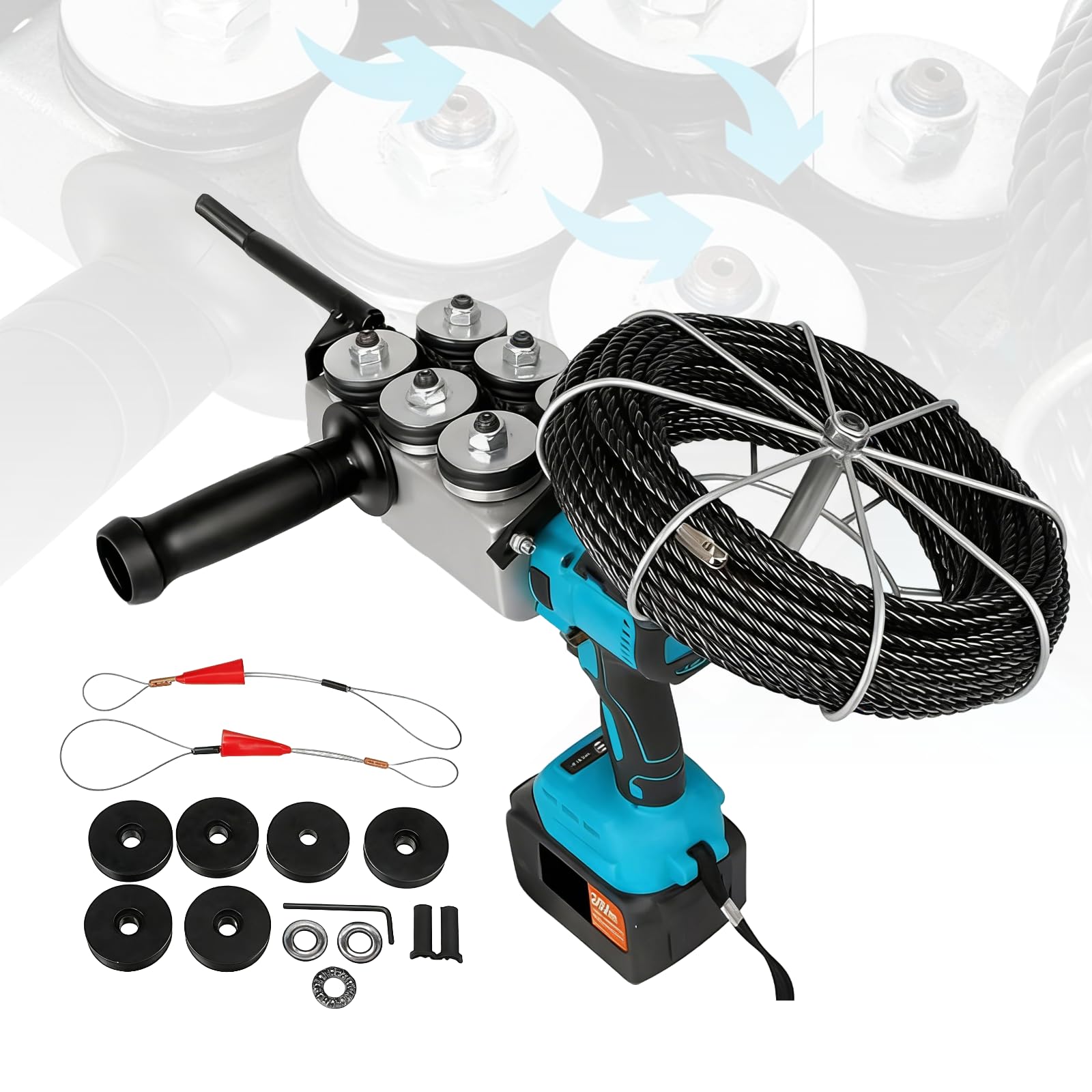 ZHENYUWANG Automatic wire threading machine, wall-mounted wire threader, 2 x 4500mAh lithium batteries, speed 40 meters/minute