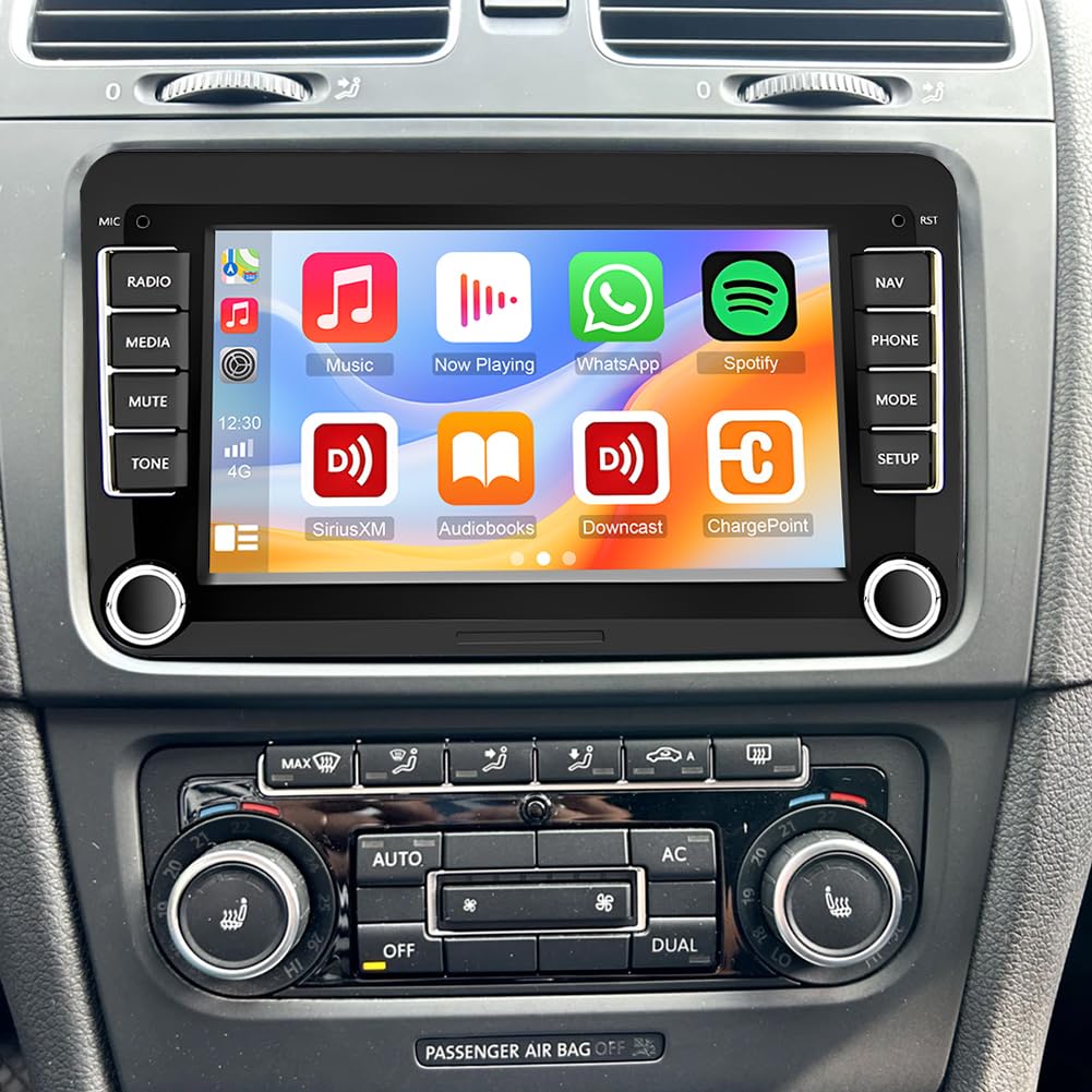Radio samochodowe z systemem Android 14, 2 DIN, do VW Golf 5, 6, Passat Tiguan, Caddy, z bezprzewodowym systemem Carplay, Android, podwójne radio DIN, ekran dotykowy 7 cali, nawigacja GPS, WiFi
