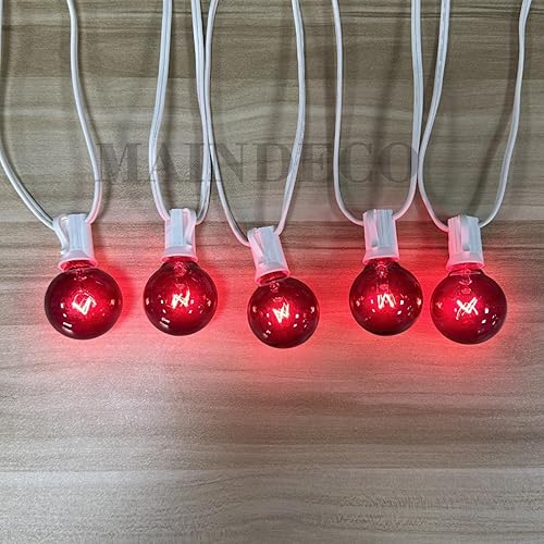 Miniatura 10 de Paquete de 25 bombillas de Navidad G40 multicolor, bombillas incandescentes de vidrio transparente, base de candelabro E12C7, bombillas de tira de