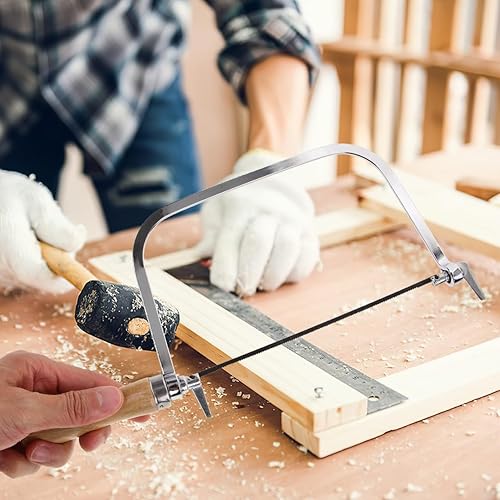 Miniatura 2 de DOITOOL Sierra tallada con mango de madera dura de 12 pulgadas Mini marco de sierra de afrontamiento para carpintería y corte de madera precisión