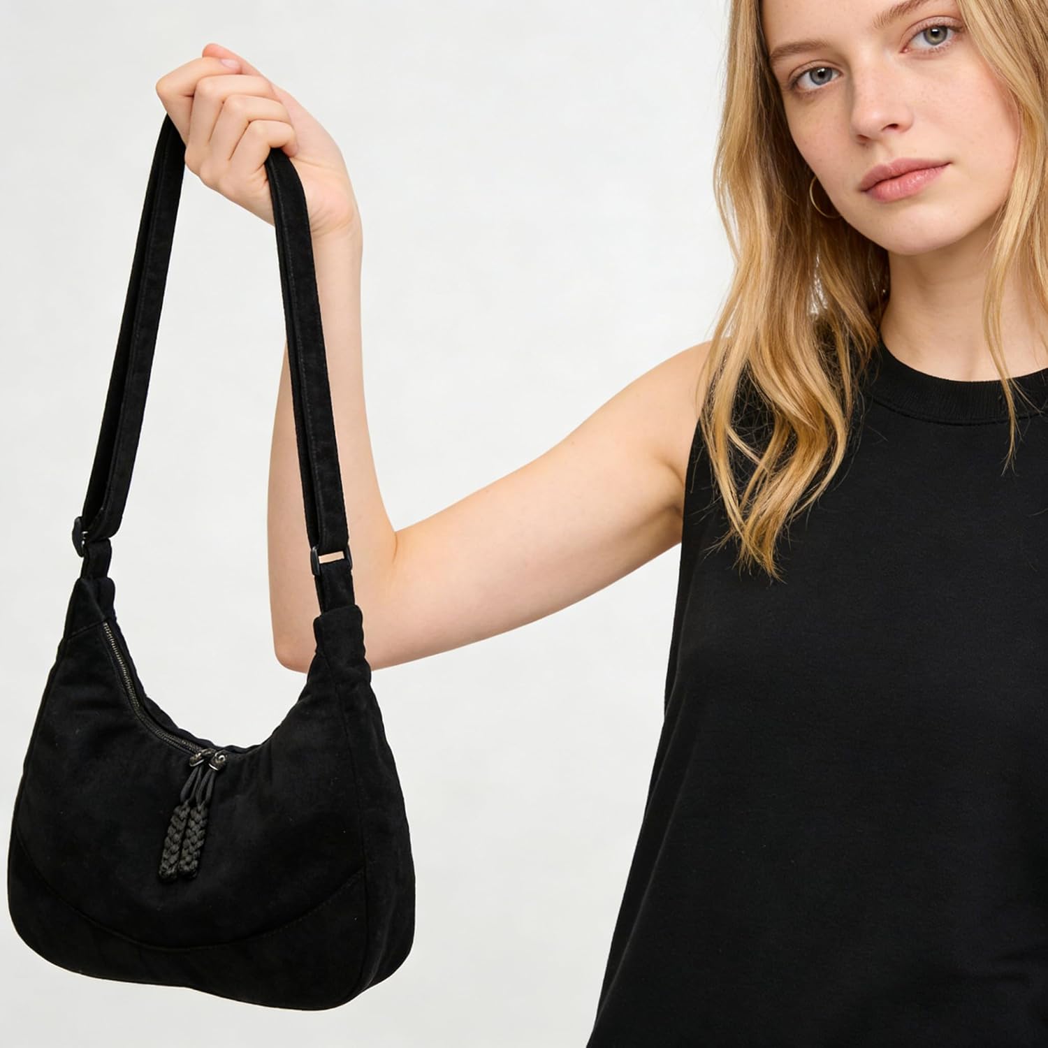 Shoulder Bag for Women,Ultra Soft Foldable Vegan Leather Crossbody Bag,Stylish Slouchy Tote Purses Hobo Handbag - Image 3