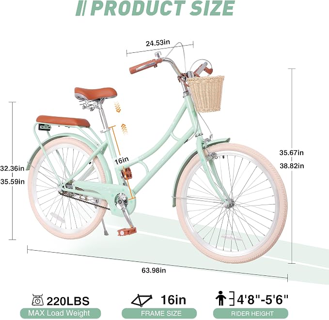Bicicleta playera ZUKKA para mujer 24 pulgadas, una velocidad miniatura 4