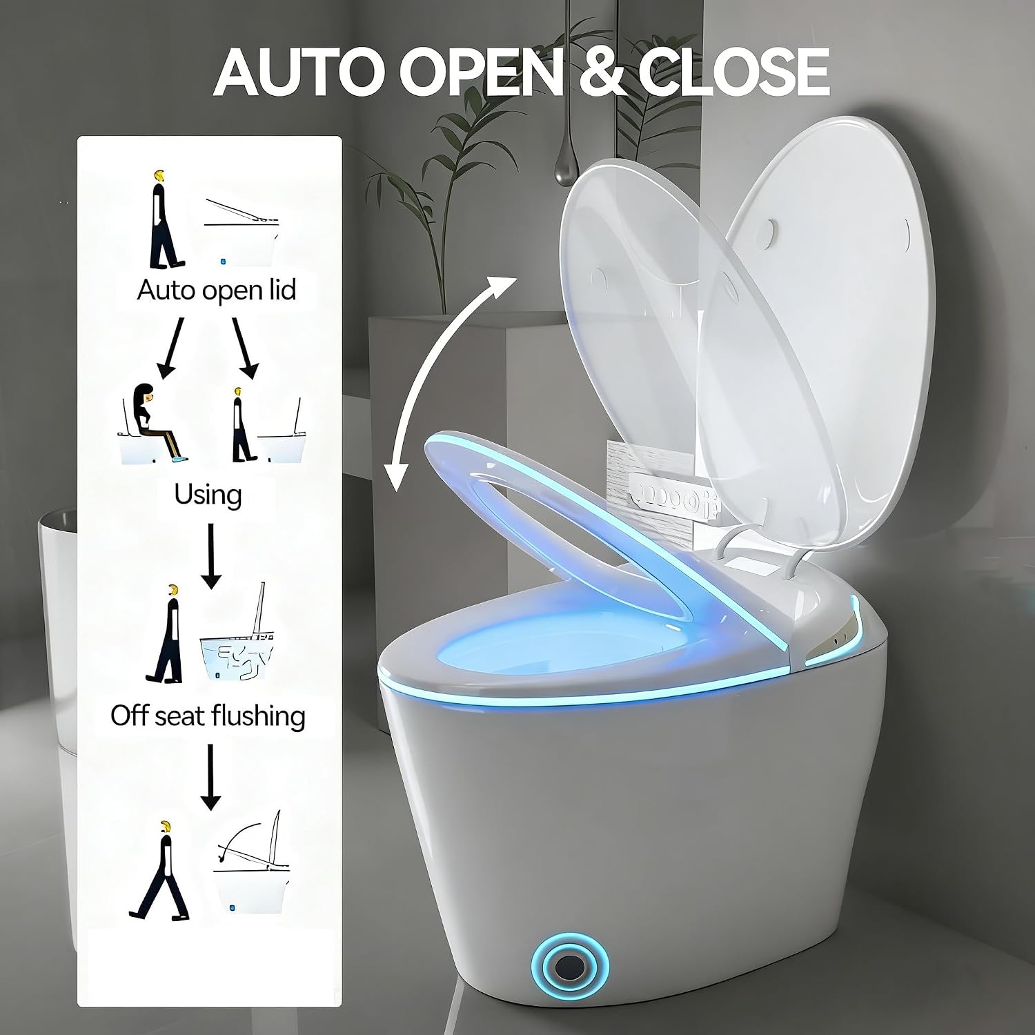 Smart Toilet, Electric Tankless Toilet with Bidet Built in & Dryer, Auto Open/Close, Instant Warm Water, Elongated Heated Seat, Auto Flush (Matte White, Oval Egg Shaped)