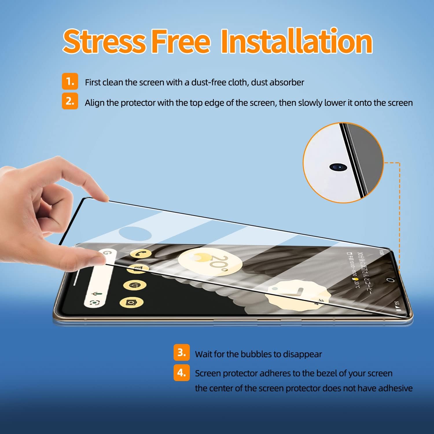 [2+2 Pack] Compatible with Google Pixel 7 Pro Screen Protector, 9H Tempered Glass, 3D Curved, HD Clear Scratch Resistant for Google Pixel 7 Pro 5G Glass Screen Protector