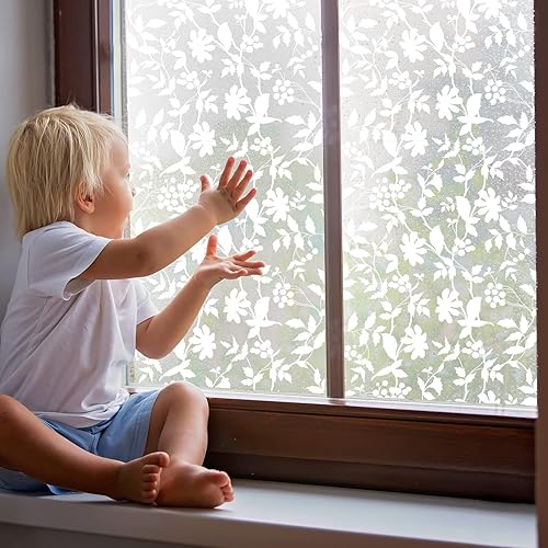 Miniatura 3 de ChicSkin Lámina de privacidad esmerilada de color blanco puro, calcomanías de vidrio adhesivas estáticas extraíbles para puerta de ventana de