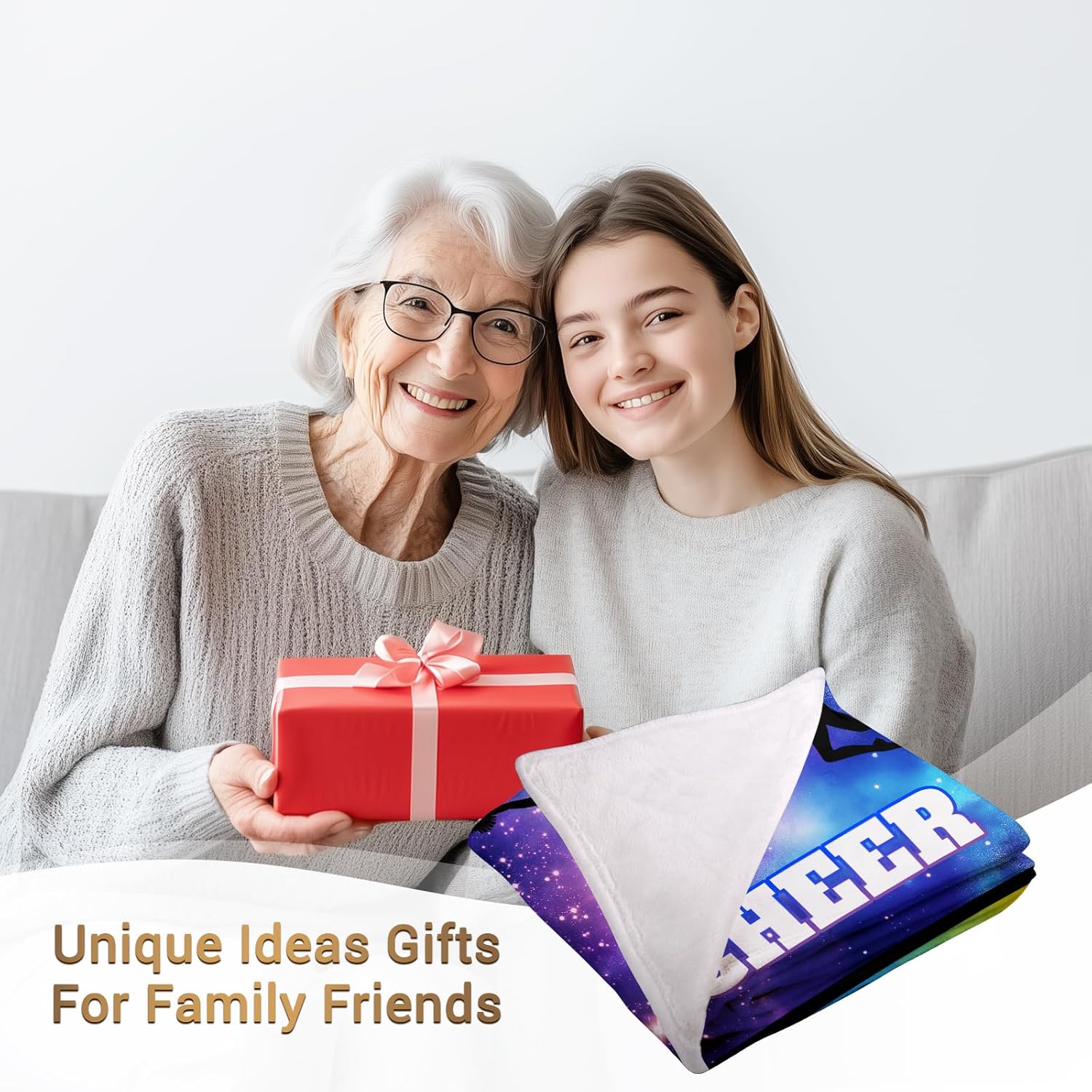 Jekeno Cheer Gifts Blanket for Girls Daughter Nieces Sister Cheerleading Cheerleader Cheer Coach Birthday Christmas Cheerleading Theme Print Present Decor Home Couch Sofa Soft Cozy Plush Throw 50"x60" - Image 2