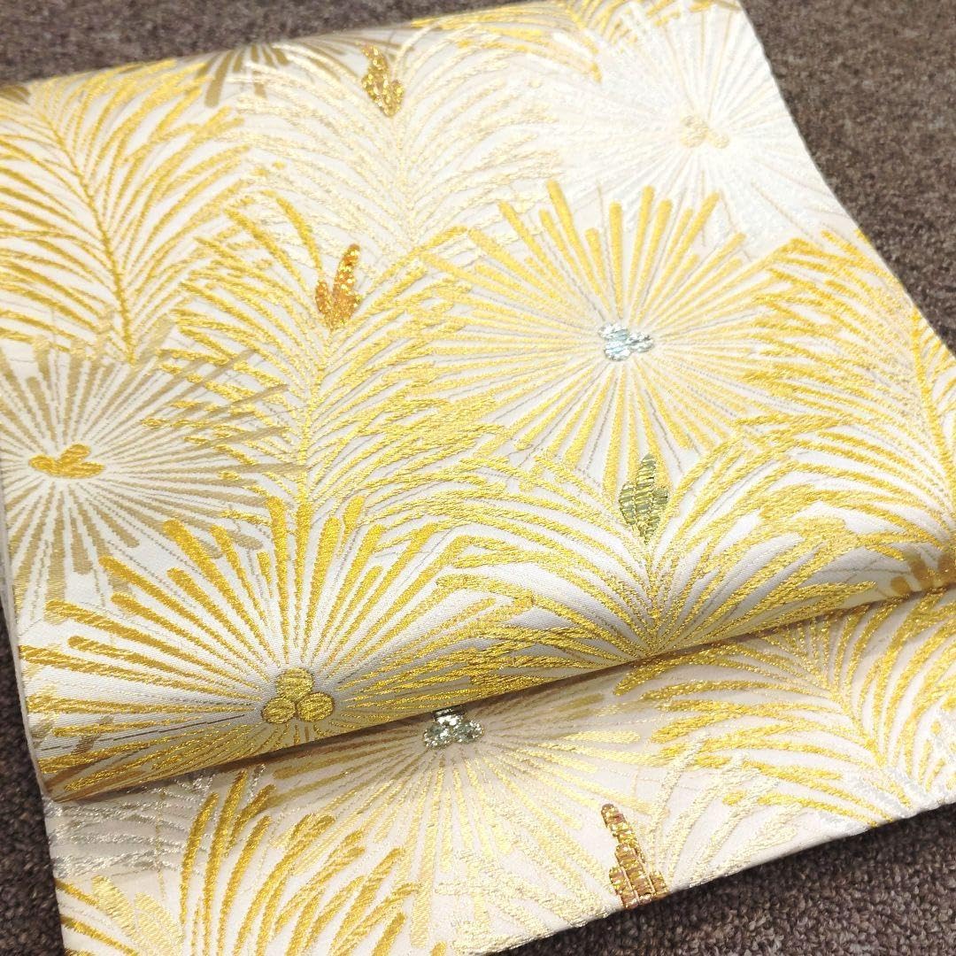 正絹西陣織和紙織天然藍染オリエンタル文様9寸名古屋色止め加工済 京都