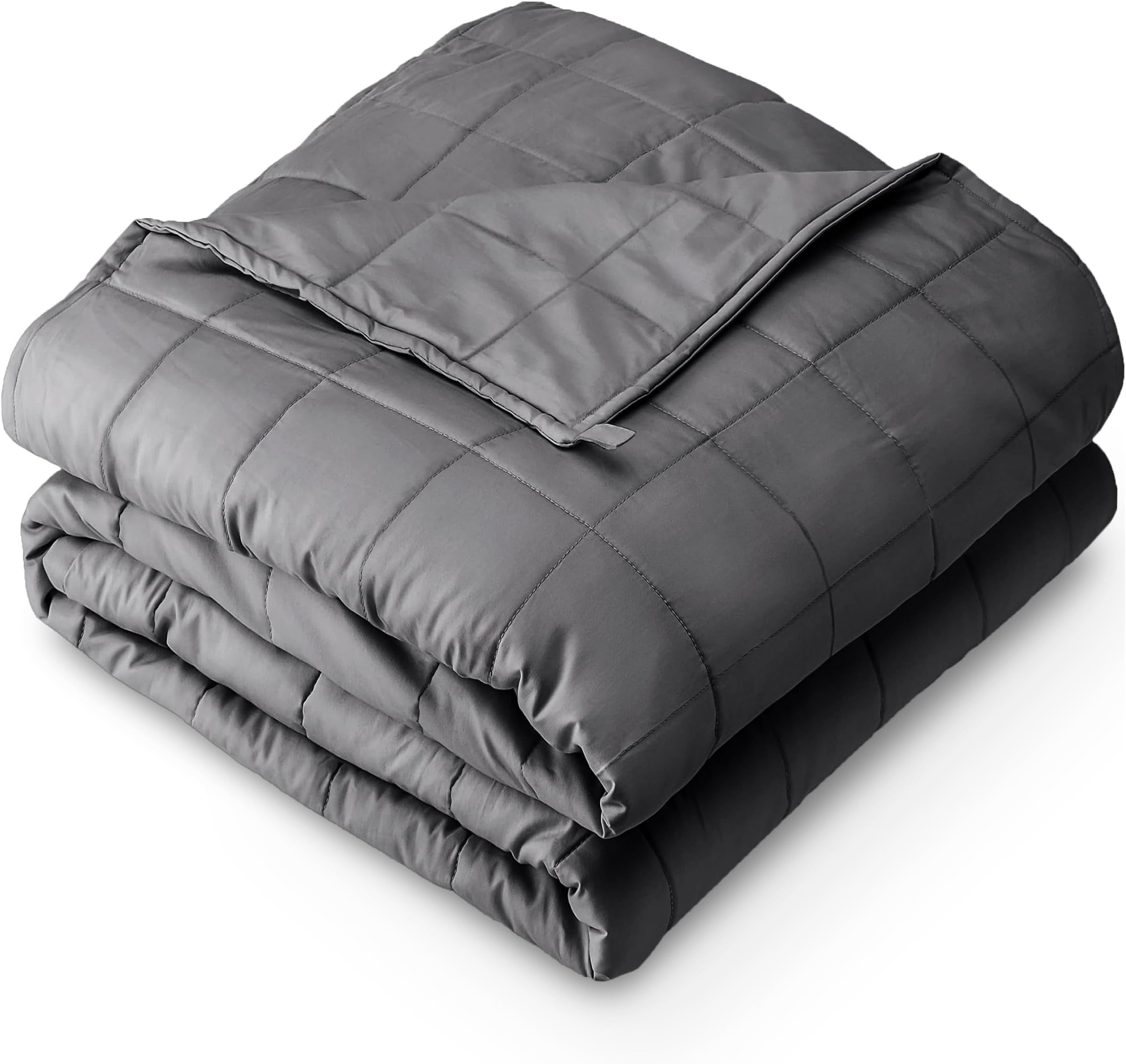Bare Home Weighted Blanket Full or Queen Size 12lb (48" x 72") for Adults - All-Natural 100% Cotton - Premium Heavy Blanket Nontoxic Glass Beads (Grey, 48"x72")