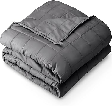 Bare Home Weighted Blanket Full or Queen Size 15lb 48" x 72" for Adults - All-Natural 100% Cotton - Premium Heavy Blanket Nontoxic Glass Beads Grey, 48"x72"