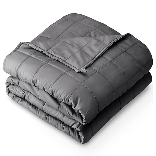 Bare Home Weighted Blanket Twin or Full Size 10lb (40" x 60") - All-Natural 100% Cotton - Premium Heavy Blanket Nontoxic Glass Beads (Grey, 40"x60")