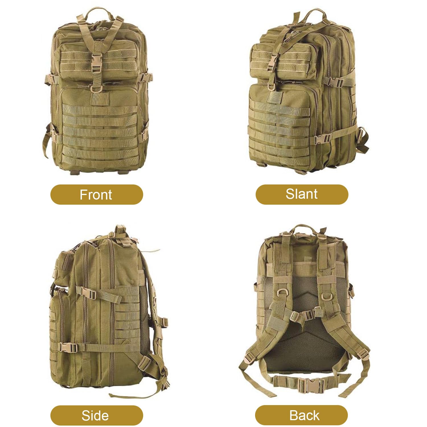 aiGear 45L Mochilas Tácticas Militar Gran Capacidad con Sistema Molle Caqui