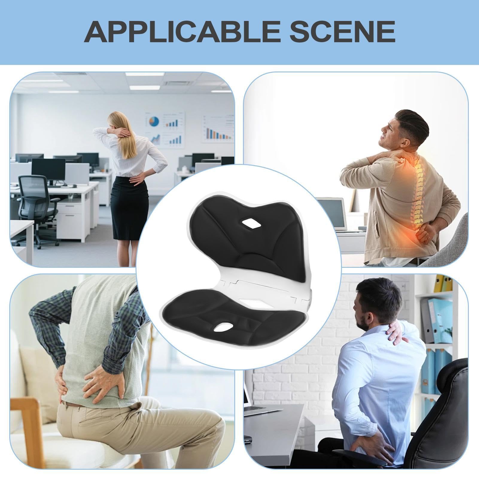 Cojín Para Asiento Almohada de Soporte Lumbar | Almohadilla Ergonómica Portátil Para Sentarse En Casa Oficina Coche Sofá Camión Silla De Ruedas Y Viajes