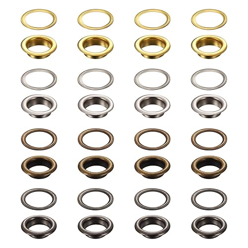 Miniatura 5 de Juego de 200 ojillos con equipo de herramientas de instalación de 3 piezas, 4 colores.