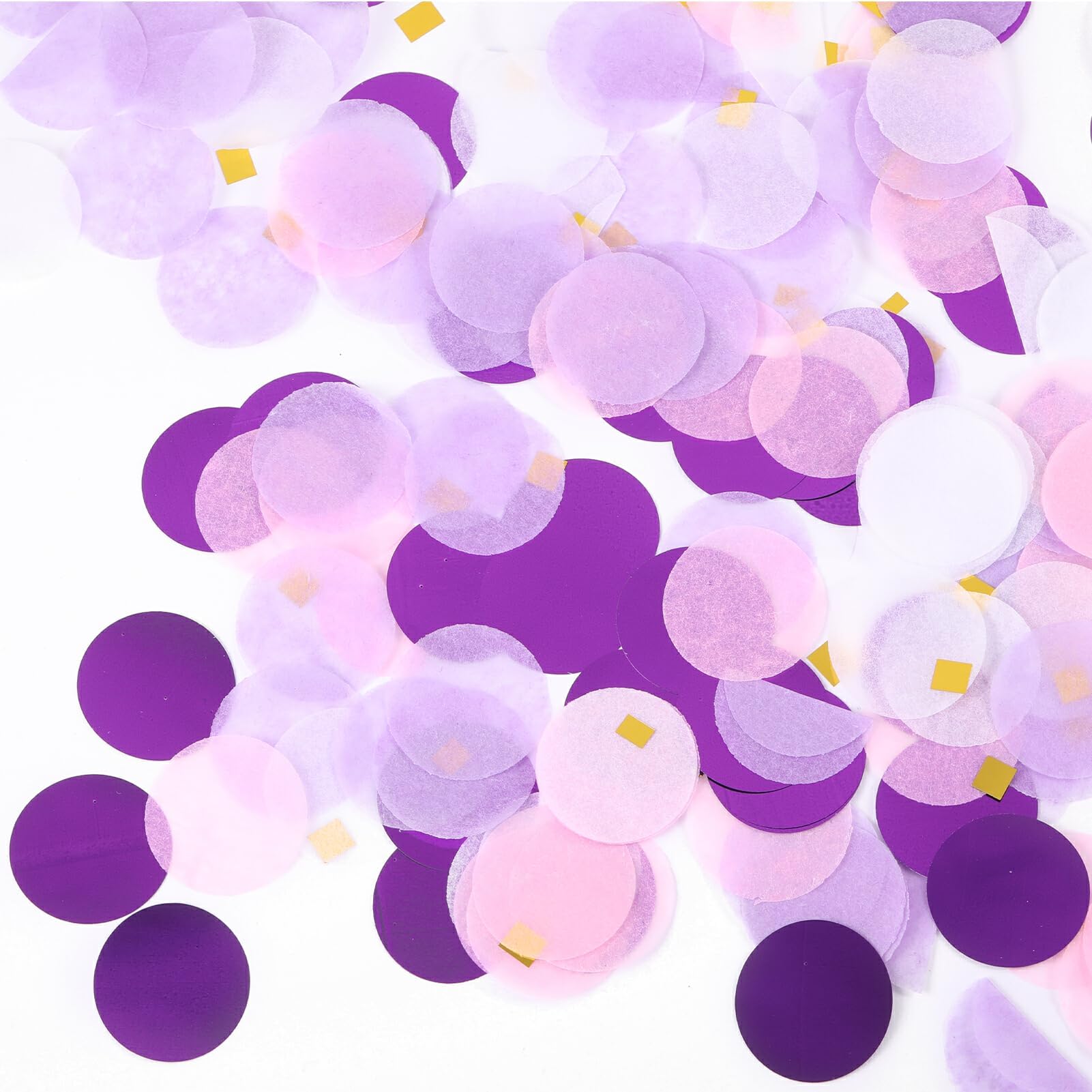 Round Mixed Confetti - 5000 Pieces Round Tissue Paper Confetti 1-inch Mixed Color Confetti for Wedding Birthday Graduation Party or Women Day(Purple,Pink,White,Gold)