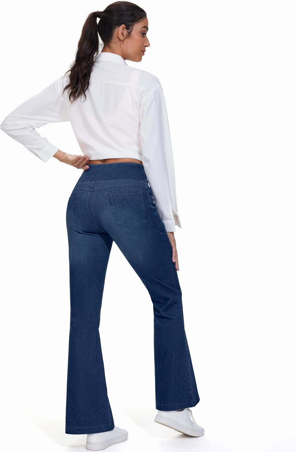 THE GYM PEOPLE Women's Tummy Control Bell Bottom Jeans High Waisted Wide Leg Flare Pants Jeggings with Pockets - Image 7