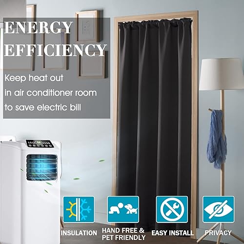 Miniatura 2 de PANELSBURG Cortina de puerta para puerta, con aspecto de puertas de acordeón, cortina de privacidad para armarios abiertos sin puertas, cortinas