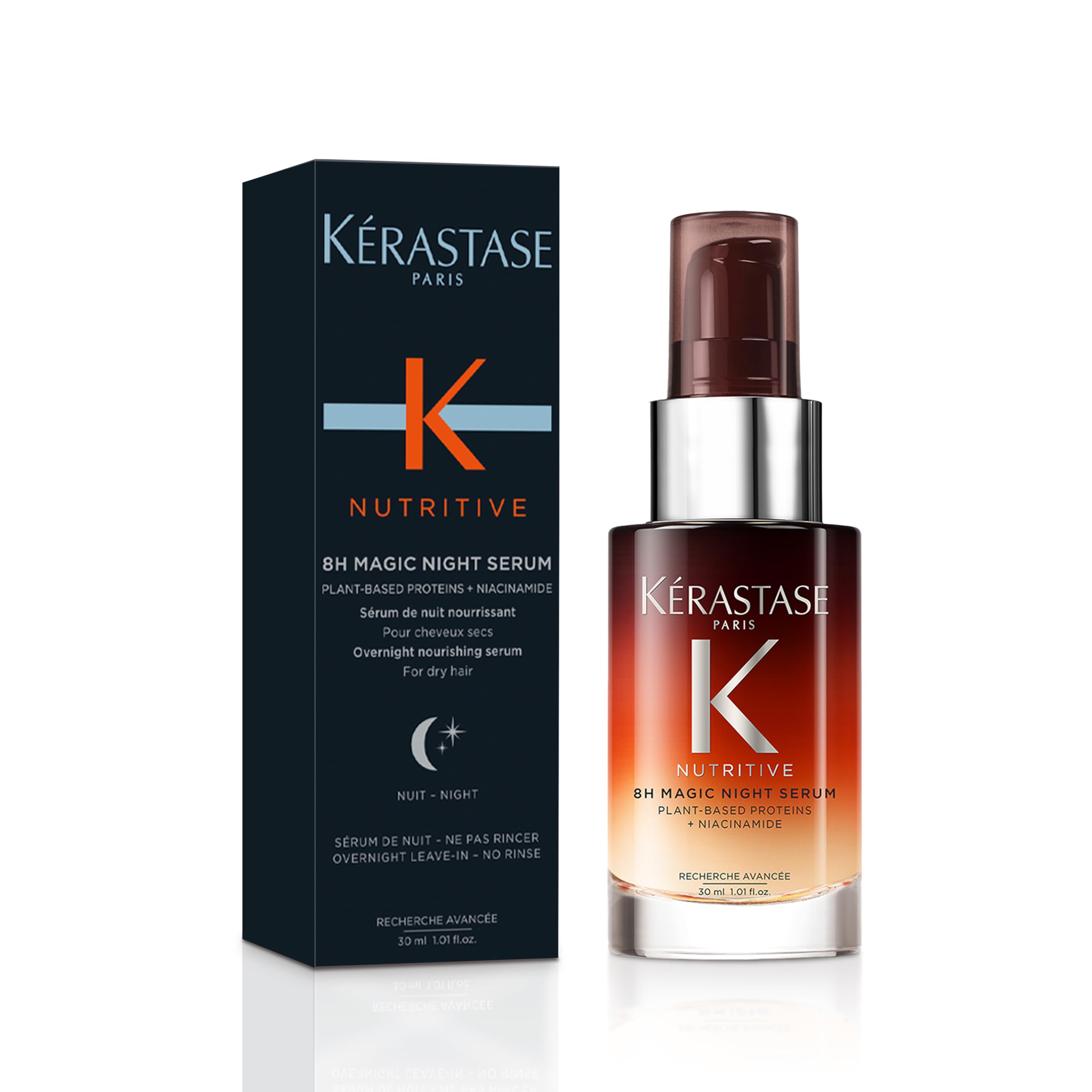 Kérastase Nutritive 8H Magic Night Hair Serum, Overnight Nourishing Hair Serum, for Dry Hair With Plant Proteins & Niacinamide, 30 ml