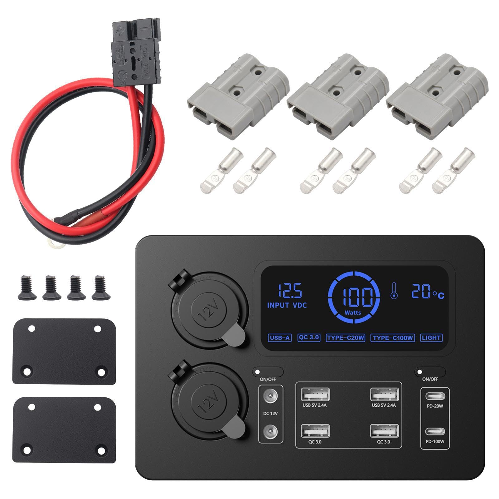 Scatole di alimentazione USB da 12 V, mini caricatore compatto multipresa, prolunga per viaggi, camper e veicoli, per piccoli spazi o camper. La, Con accessori, 16.6x11.7x5.7 cm