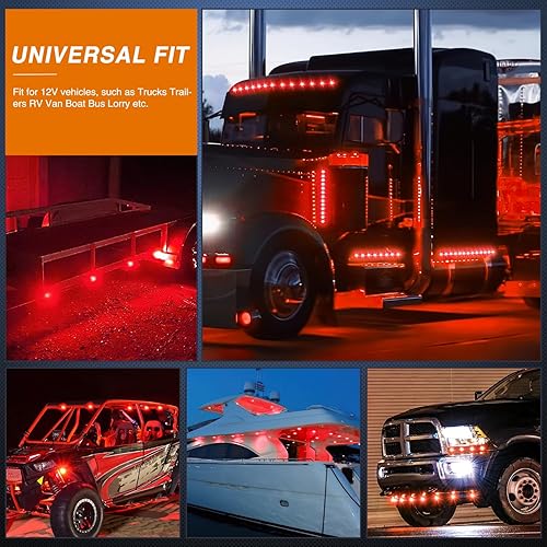 Miniatura 6 de Nilight Luz de marcador redonda de 34 pulgadas, 10 unidades, luz LED roja de parada de freno, 3 conectores, indicador lateral, luz de liquidación de