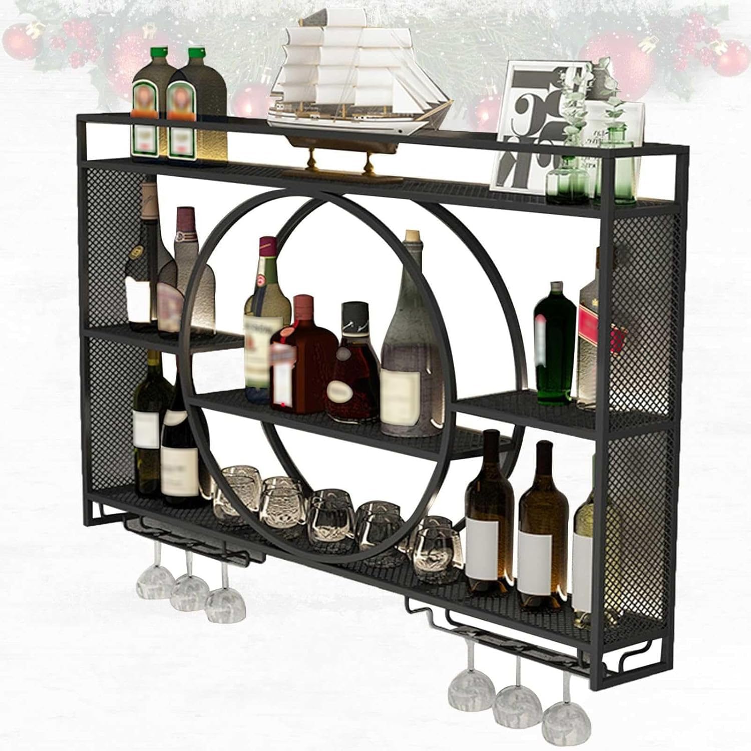 Support de verre à vin suspendu en métal 120cm pour bar et réfrigérateur