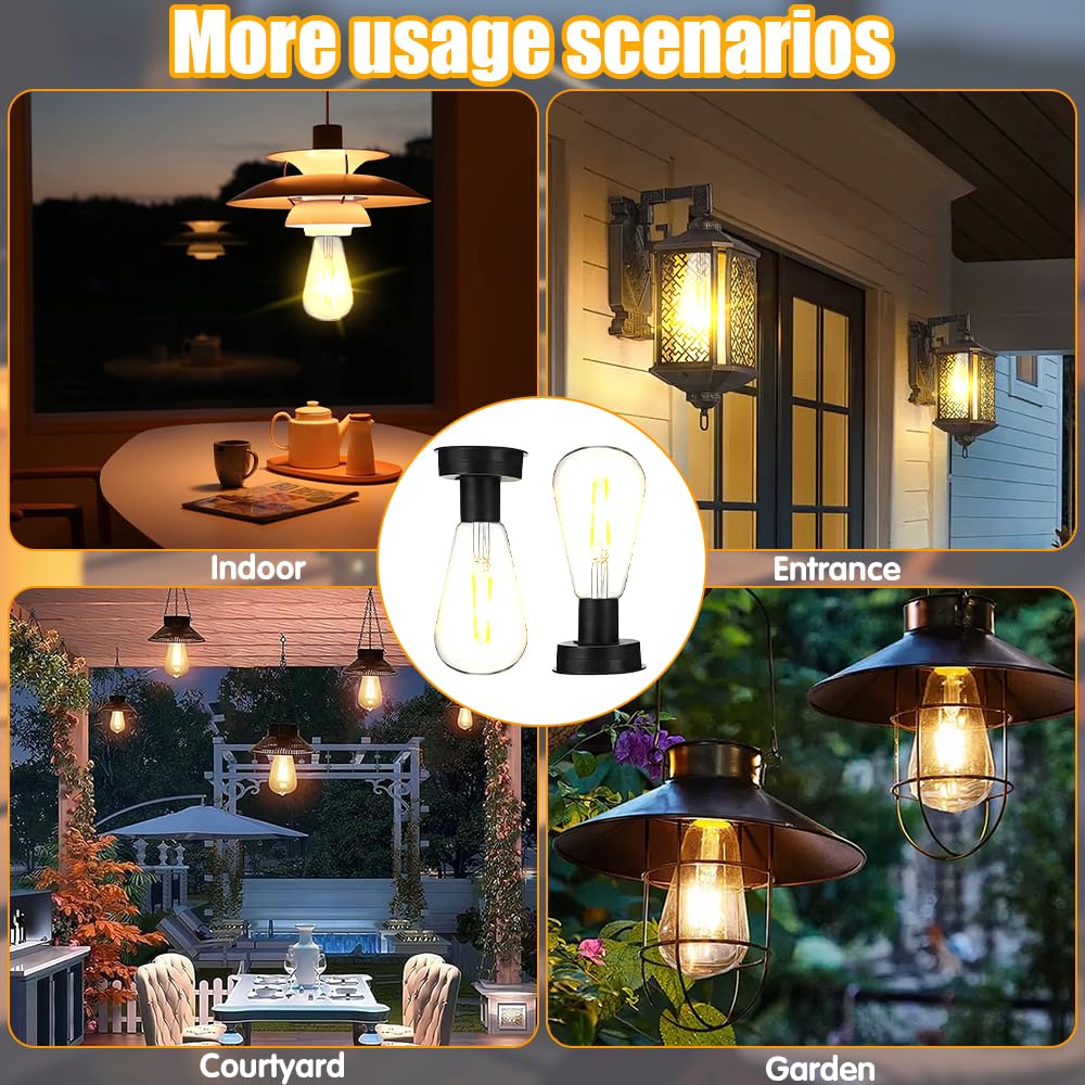 Lampadina Solare Da Esterno, 2 Pezzi 8.5cm Lampadina Solare di Ricambio, Trasparente Lampada Solare con Lampadina a LED Luminosa, per Giardino, Terrazza, Balcone, Prato e Cortile