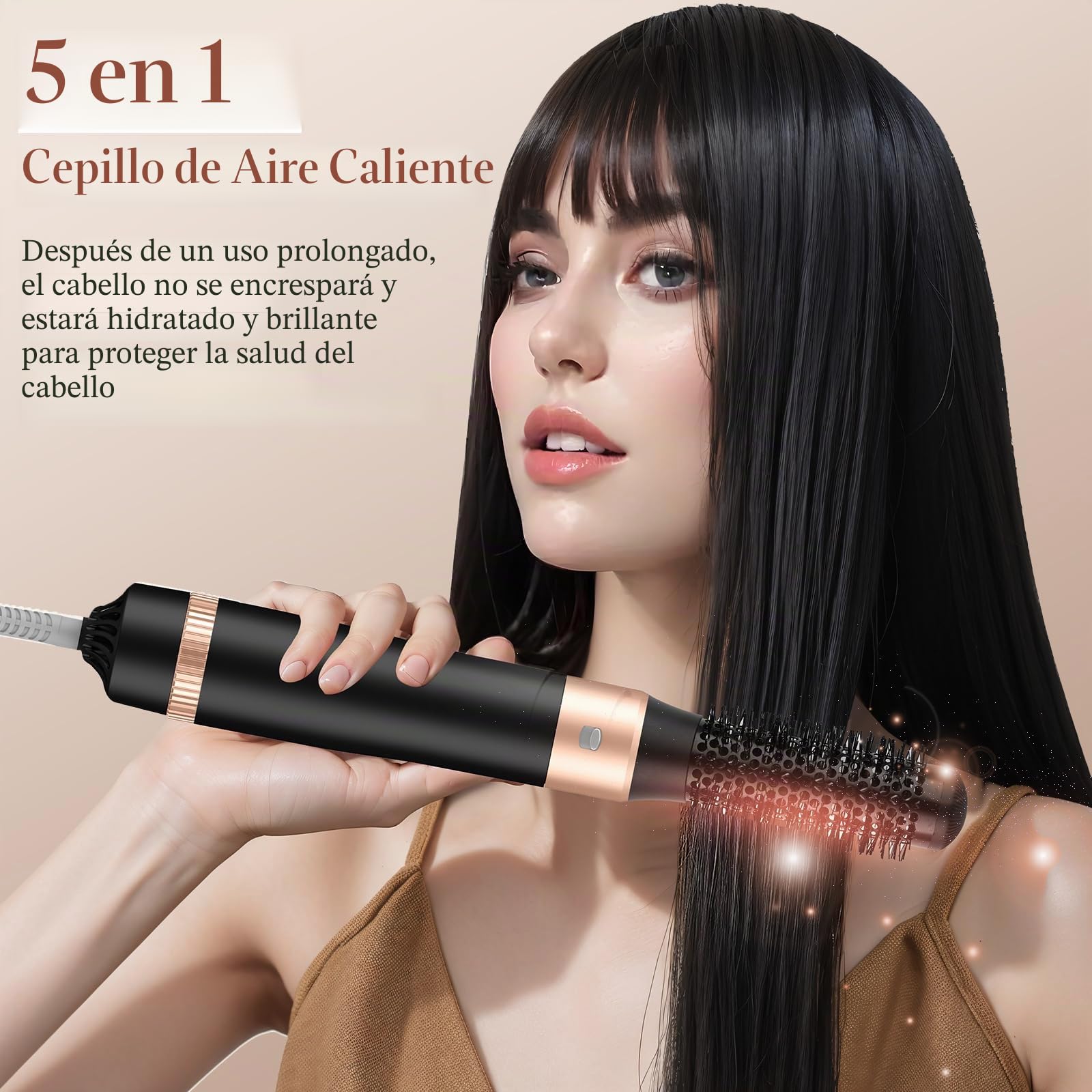 Cepillo Secador de Pelo 5 en 1,Multifunción Air Styler Set 1000W, Cepillo de Aire Caliente Multifunción, Moldeador Pelo With Riza 3 Temperaturas 5 Accesorios para Alisar, Volumen y Secar el Cabello