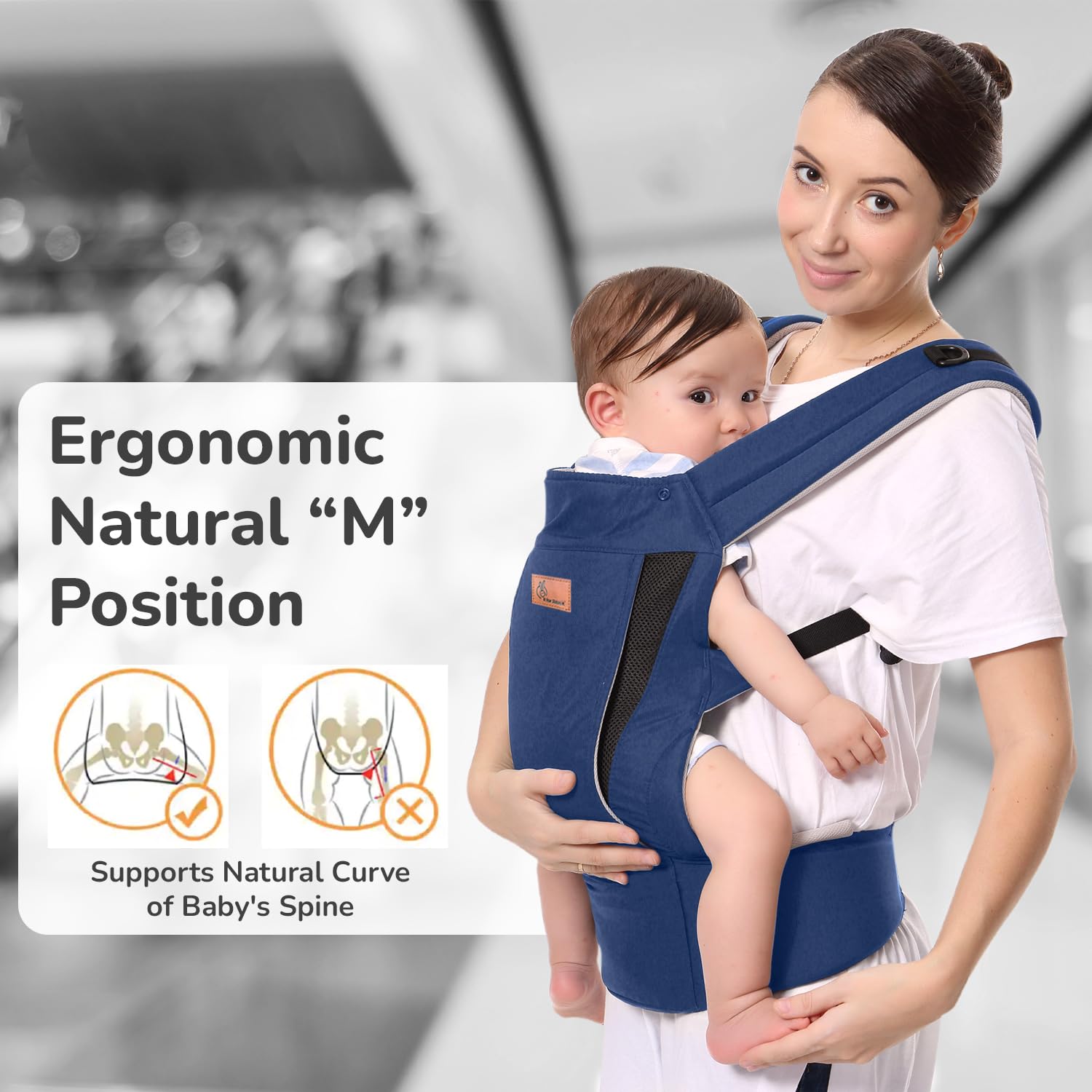 R for Rabbit Comfy Hug Ergo Baby Carrier for New Born | 2 in 1 Handsfree Front & Back Carry Position, Comfortable and Adjustable Strap Ergonomic Kangaroo Bag for 4 to 24 Month Kids Up to 15 Kg (Black) 1