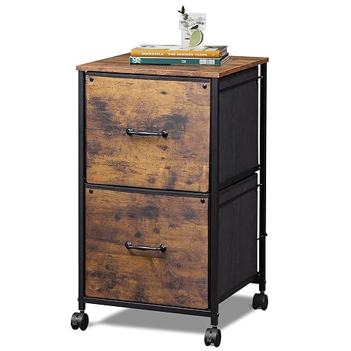2 Drawer Mobile File Cabinet, Rolling Printer Stand, Fabric Vertical