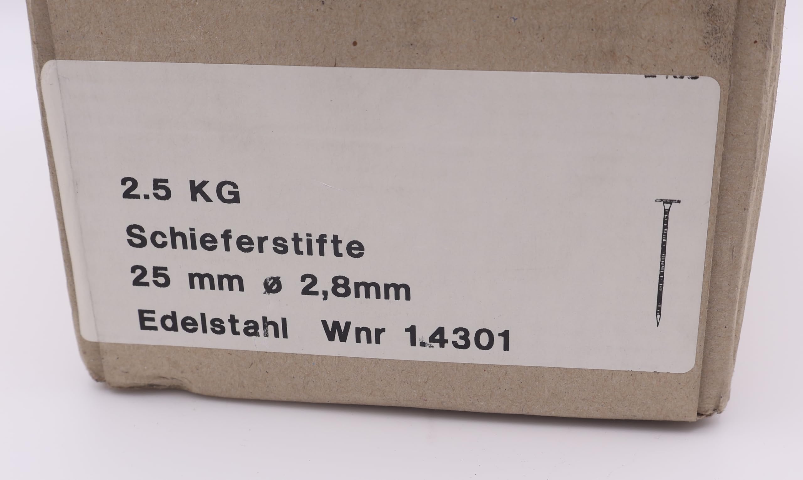 Schieferstifte Edelstahl 2,8 x 25 mm – 2,5 kg Packung | Korrosionsbeständig | Nägel für Schiefer, Dach, Fassade, Holzarbeiten