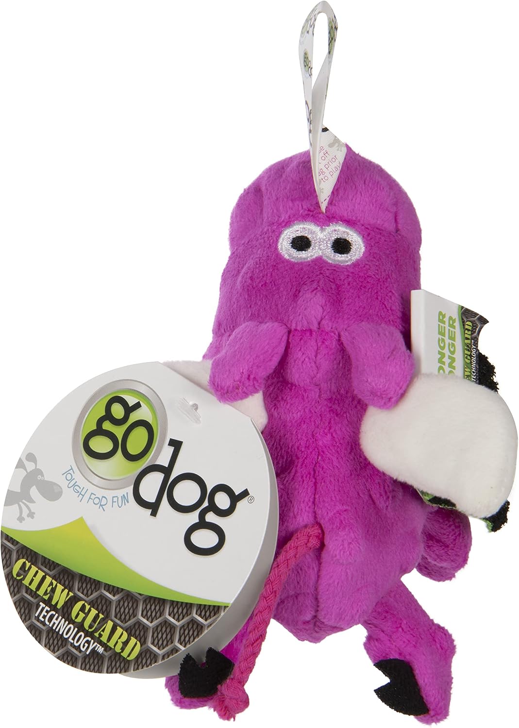 goDog Bubble Plush Just for Me Flying Pig Squeaky Plush Dog Toy, Chew Guard Technology - Pink, Mini