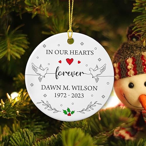 Miniatura 10 de Adornos de Navidad de cerámica conmemorativos personalizados, We Believe There are Angels Among Us, libélula conmemorativa, recuerdo de