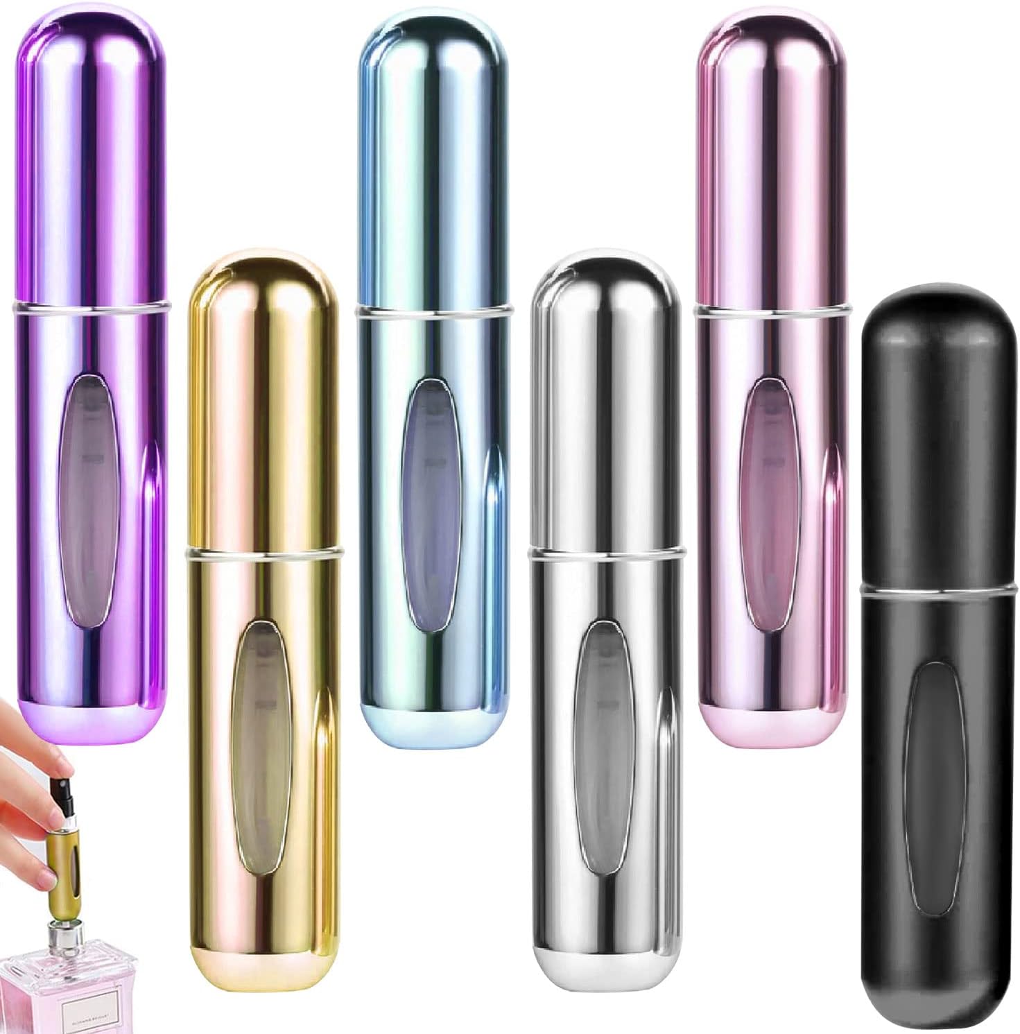 SALADOCY 6 Piezas 5ML Atomizador Perfume Recargable, Fragancia Portátil Visible Vacía, Perfecto Para Caminar, Viajar, Salir de Noche y Fiestas