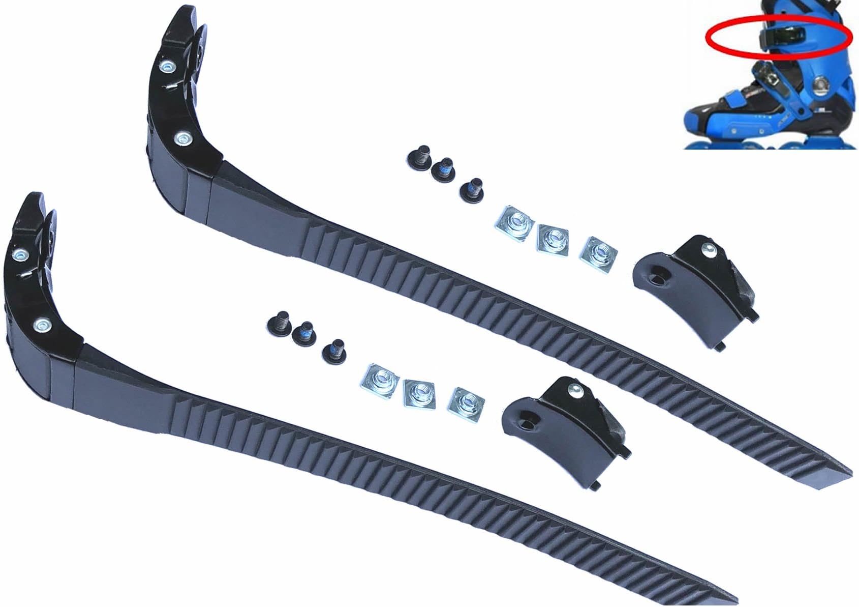 2 Pieces Replacements Inline Roller Skating Shoes Energy Strap with Screws Nuts Skates Buckles Accessory,3 Colors Black Blue Pink